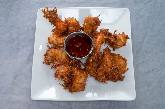 Coconut Shrimp with Sweet Chili Sauce.