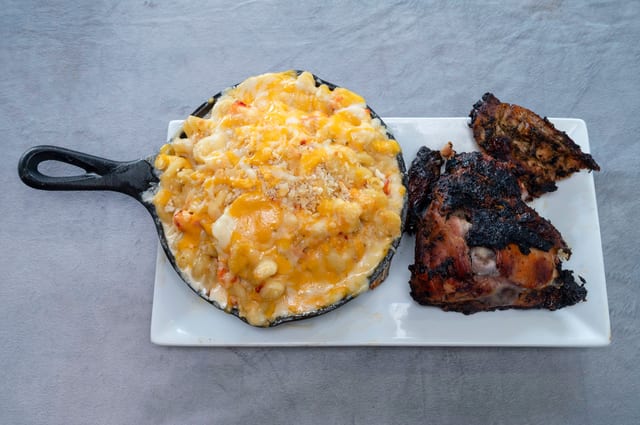 Jerk Chicken and Mac and Cheese.